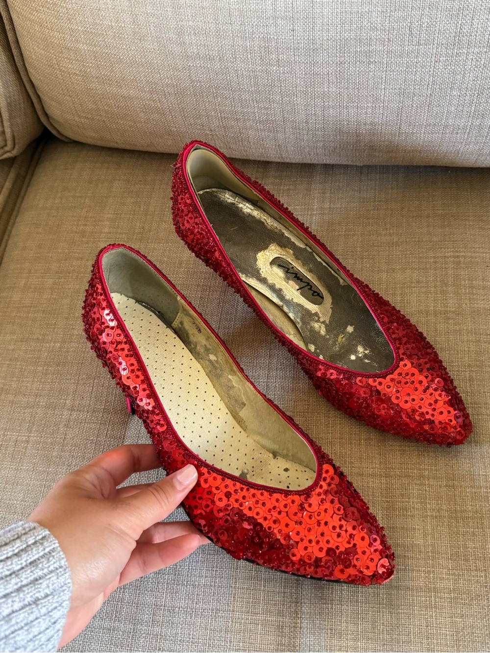 Impo Red Sequin Pointed-Toe Flats - Women